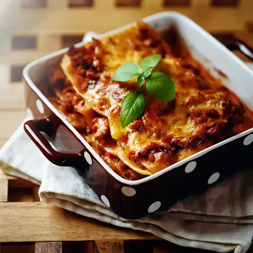 Lasagne mit Hackfleisch und Käse überbacken