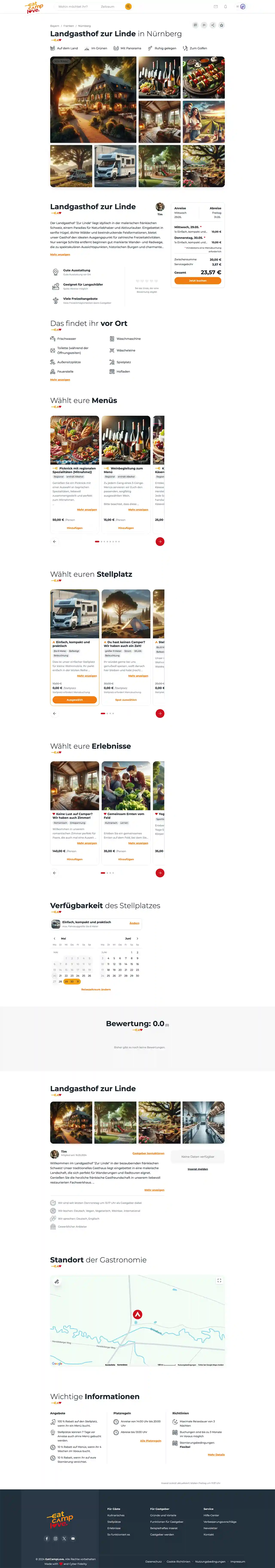 Screenshot von einem Beispiel-Inserat auf EatCampLove