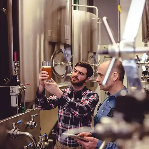 Zwei Männer testen ihr selbstgebrautes Bier